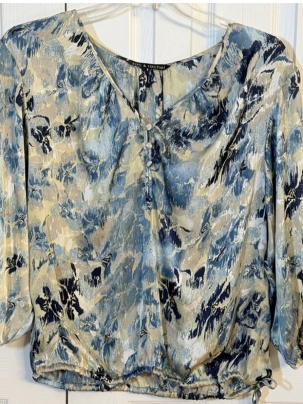 Blue and Cream Abstract Blouse